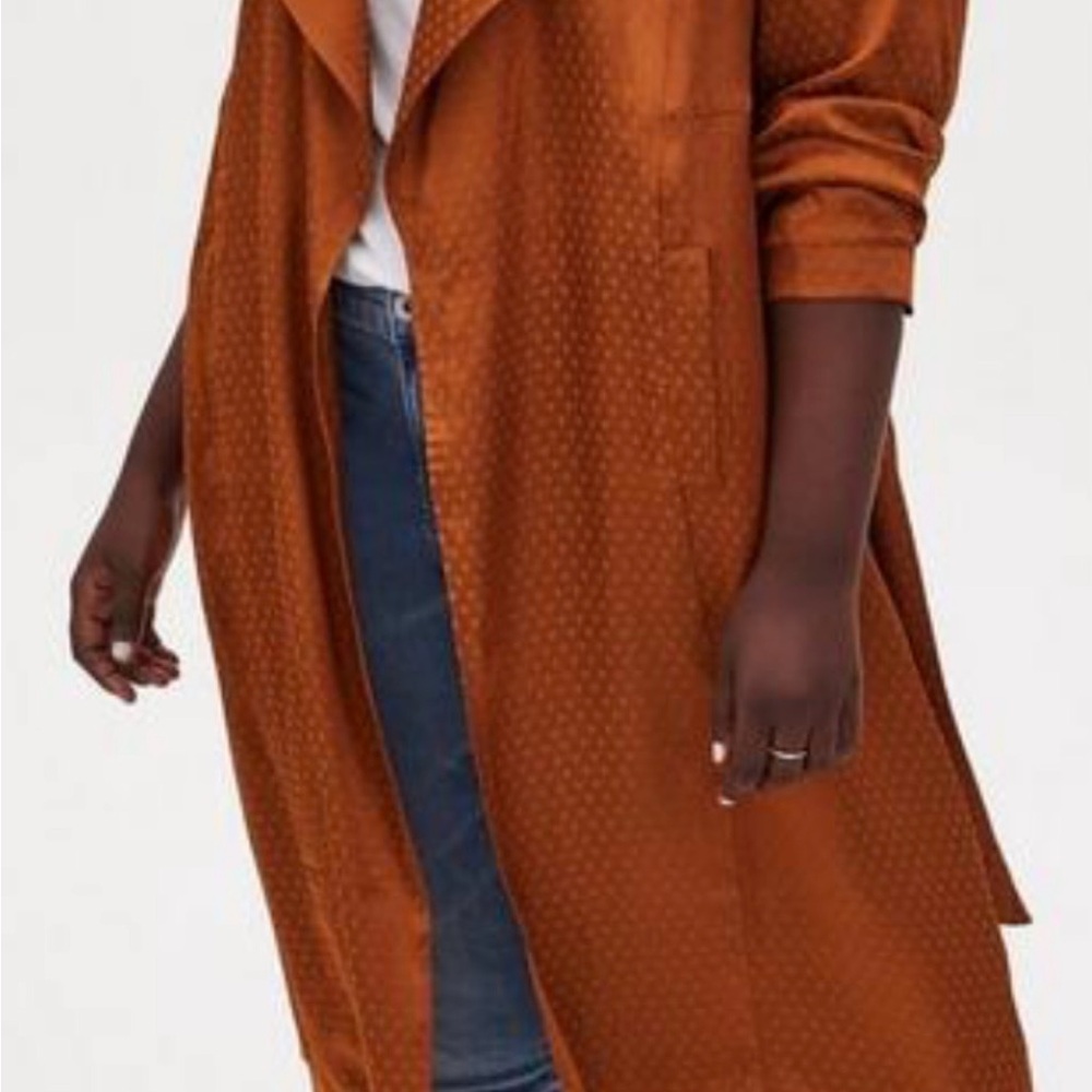 Copper Dotted Jacquard Self Tie Trench Jacket sz 2 xxxl